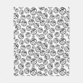 バスケットボールスポーツ白黒パターン フリースブランケット (正面)