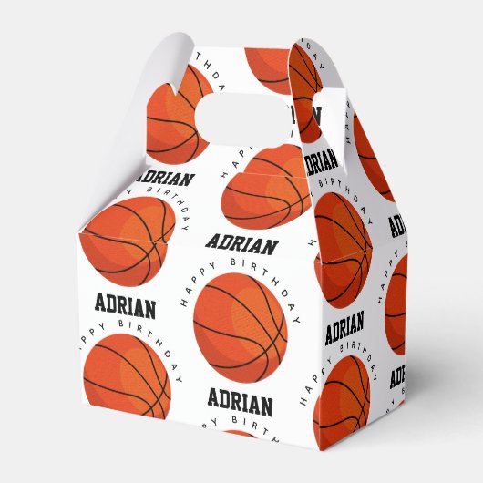 バスケットボールスポーツ誕生日パーティパーソナライズされたー名 フェイバーボックス (裏面サイド)