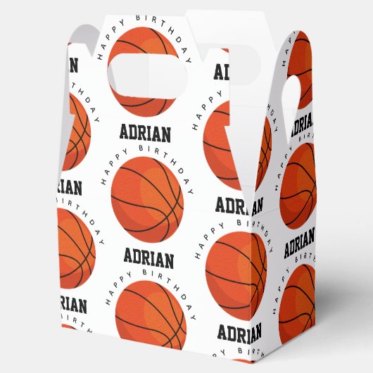 バスケットボールスポーツ誕生日パーティパーソナライズされたー名 フェイバーボックス (オープン)