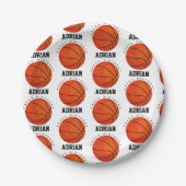 バスケットボールスポーツ誕生日パーティパーソナライズされたー名 ペーパープレート (正面)