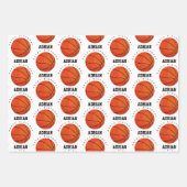 バスケットボールスポーツ誕生日パーティパーソナライズされたー名 ラッピングペーパーシート (正面3)