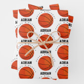 バスケットボールスポーツ誕生日パーティパーソナライズされたー名 ラッピングペーパーシート (インサイチュ)