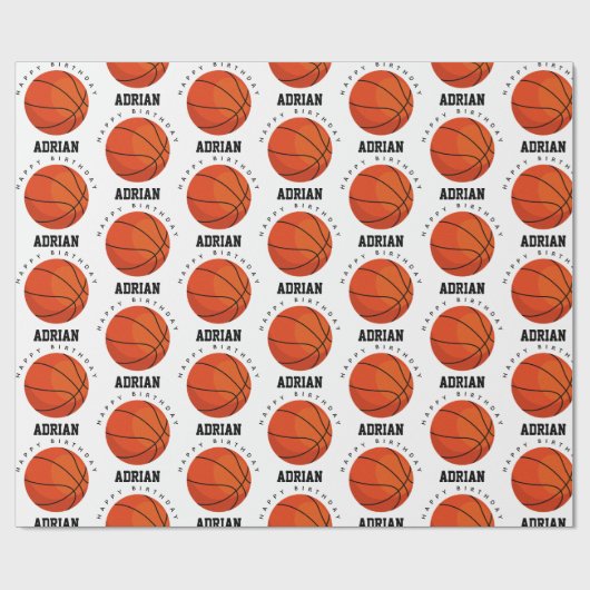 バスケットボールスポーツ誕生日パーティパーソナライズされたー名 ラッピングペーパー (フラット)