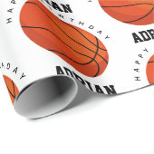 バスケットボールスポーツ誕生日パーティパーソナライズされたー名 ラッピングペーパー (ロールコーナー)