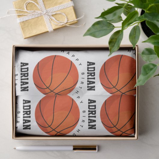 バスケットボールスポーツ誕生日パーティパーソナライズされたー名 薄葉紙 (ギフト)