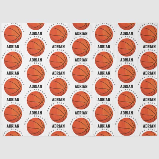 バスケットボールスポーツ誕生日パーティパーソナライズされたー名 薄葉紙 (正面)
