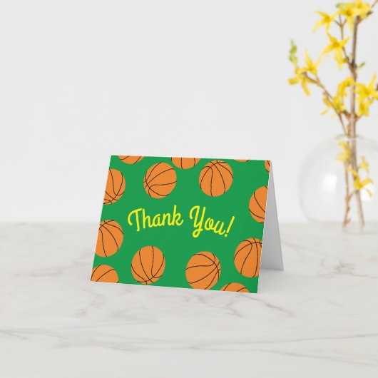バスケットボールスポーツ誕生日パーティーありがとう カード (黄色い花)