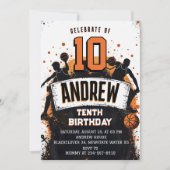 バスケットボールスポーツ誕生日パーティーへの招待 招待状 (正面)