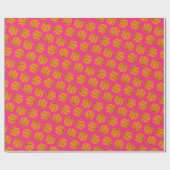 バスケットボールスポーツ誕生日パーティーピンク ラッピングペーパー (フラット)