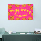 バスケットボールスポーツ誕生日パーティーピンク 横断幕 (トレードショー)