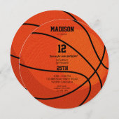 バスケットボールスポーツ誕生日パーティー 招待状 (正面/裏面)