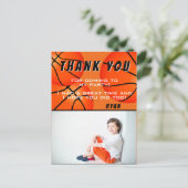 バスケットボールスポーツ誕生日写真サンキューカード ポストカード (スタンド正面)