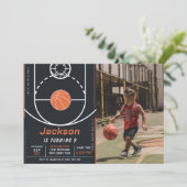 バスケットボールスポーツ誕生日写真招待状 招待状 (スタンド正面)