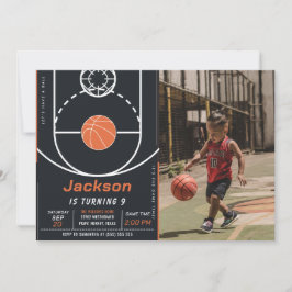 バスケットボールスポーツ誕生日写真招待状 招待状