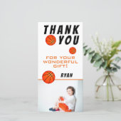 バスケットボールスポーツ誕生日写真 サンキューカード (スタンド正面)