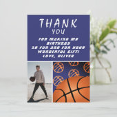 バスケットボールスポーツ誕生日写真 サンキューカード (スタンド正面)