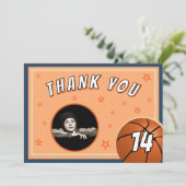 バスケットボールスポーツ誕生日写真 サンキューカード (スタンド正面)