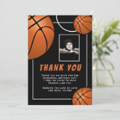 バスケットボールスポーツ誕生日写真 サンキューカード (スタンド正面)