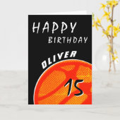 バスケットボールスポーツ10代のボーイハッピーバースデー カード (黄色い花)