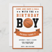 バスケットボールスポーツBday Boy 1st Birthdayパーティー 招待状 (正面)