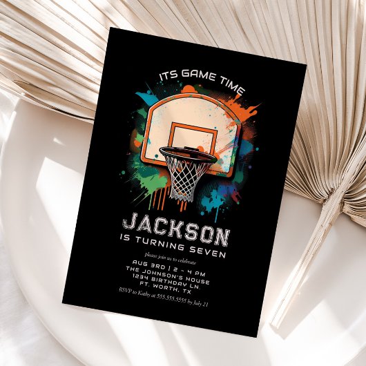 バスケットボールスポーティボーイバースデーパーティーへの招待 招待状