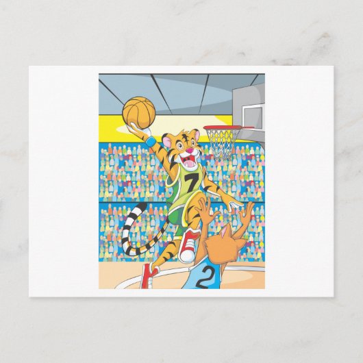 バスケットボールスラムダンクバイタイガー、キツネに守られる ポストカード (正面)