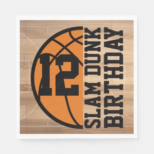 バスケットボールスラムダンクバースデーパーティー スタンダードランチョンナプキン (正面)