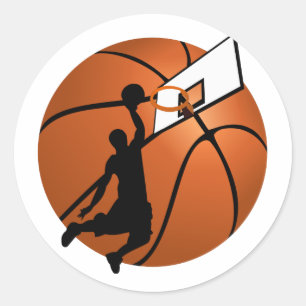 バスケットボールスラムDUNK選手（ボールにフープ付き） ラウンドシール