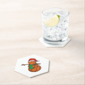 バスケットボールダビング雪だるまクリスマス ペーパーコースター (インサイチュ)