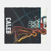 バスケットボールダンクジャンプショットモダンアーバンクールバン フリースブランケット (正面(横))