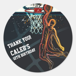バスケットボールダンクジャンプショット誕生日パーティーの好意 ラウンドシール