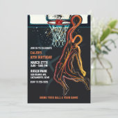 バスケットボールダンクジャンプショット誕生日パーティー 招待状 (スタンド正面)