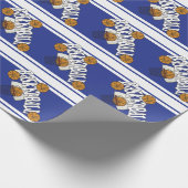 バスケットボールダークブルーとホワイトストライプ ラッピングペーパー (角)