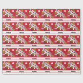 バスケットボールダークレッド&ホワイトストライプ ラッピングペーパー (フラット)