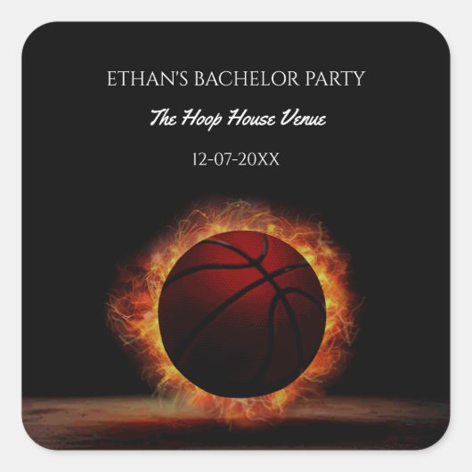 バスケットボールチャンプバチェラー/バースデーパーティースポーツ スクエアシール (正面)