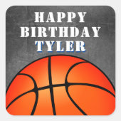 バスケットボールチョークボードフォト誕生日 スクエアシール (正面)