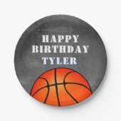 バスケットボールチョークボードフォト誕生日 ペーパープレート (正面)
