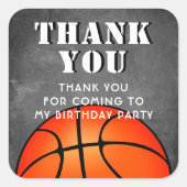 バスケットボールチョークボード誕生日ありがとう スクエアシール (正面)
