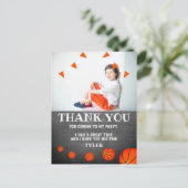 バスケットボールチョークボード誕生日写真サンキューポス ポストカード (スタンド正面)