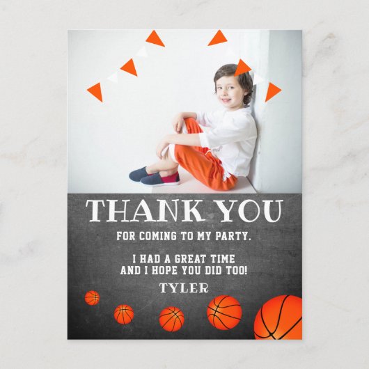 バスケットボールチョークボード誕生日写真サンキューポス ポストカード (正面)