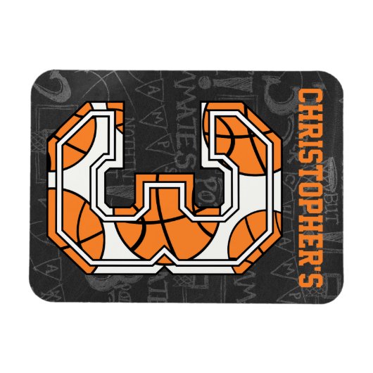 バスケットボールチョークボード3回目の誕生日 マグネット (横)