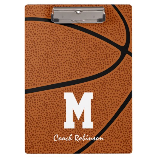 バスケットボールチームのコーチのギフト名前をカスタムする クリップボード (正面)