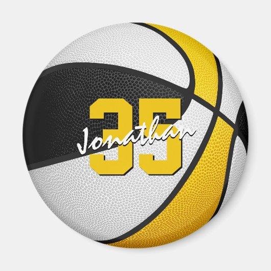 バスケットボールチームの色ギフト黒金ゴールド マグネット (正面)