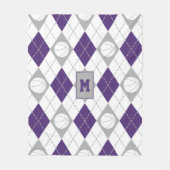 バスケットボールチームの色(紫アーガイル) フリースブランケット (正面)