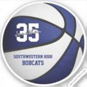 バスケットボールチームカラー(青パーソナライズされた) シール (正面)