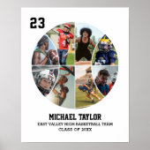 バスケットボールチーム上級卒業写真コラージュ ポスター (正面)