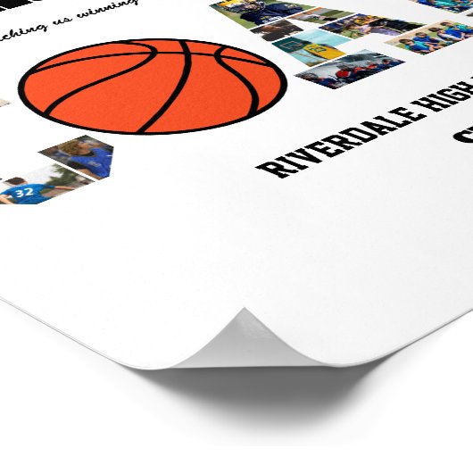 バスケットボールチーム写真コラージュのコーチに感謝 ポスター (角)