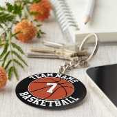 バスケットボールチーム名とプレイヤー番号のカスタム キーホルダー (側面)
