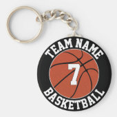 バスケットボールチーム名とプレイヤー番号のカスタム キーホルダー (正面)