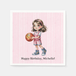 バスケットボールテーマの女子誕生日パーティー スタンダードカクテルナプキン